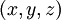 \bold{}(x,y,z)